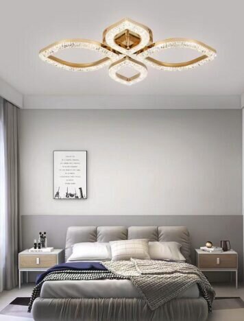 Lustra LED 96W Ceiling Eyes 4 Auriu, LED inclus, 4 surse de iluminare, Telecomanda, Dimabil, Lumina: